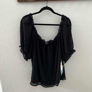 Cece Black Blouse NWT